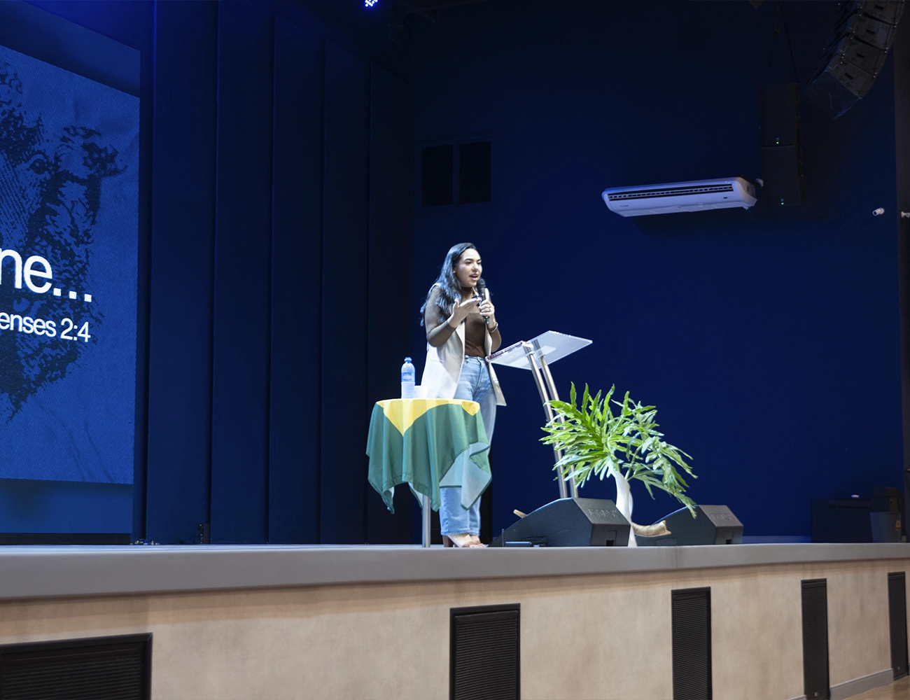 Cassy Monteiro em palestra no auditório